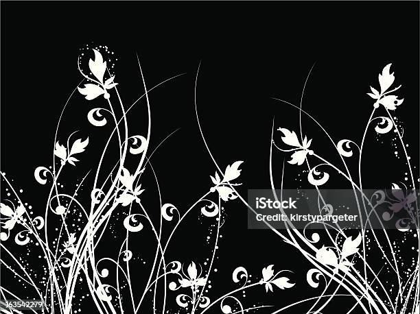 Caos Floral - Arte vetorial de stock e mais imagens de Branco - Branco, Cor preta, Curva - Forma