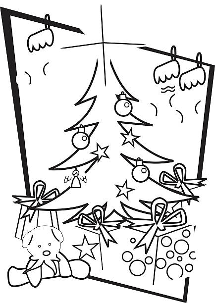 Line Art - Christmas Joy vector art illustration