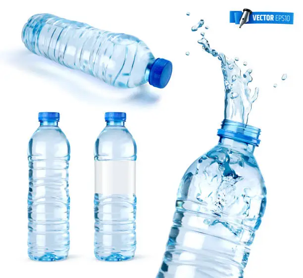 Vector illustration of Vector realistic water bottles