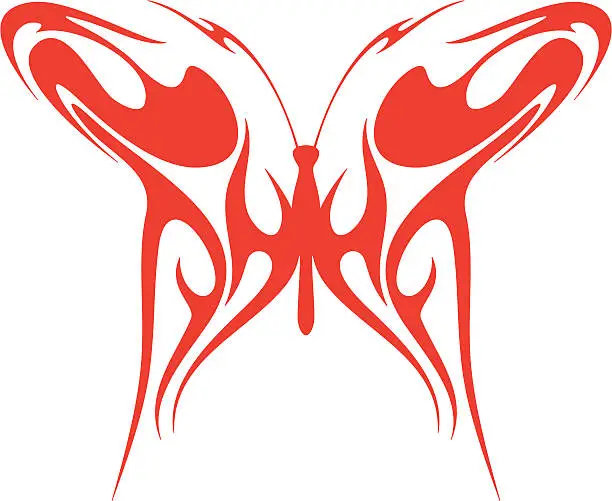 Vector illustration of Flaming Butterfly Tribal (Vector)