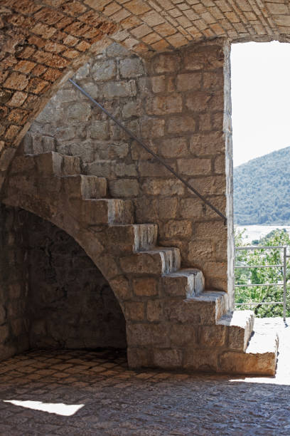 Detail of medieval fortification walls and structures