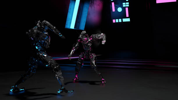 istock robots, androids dancing, salsa, rumba, on a black background, background for dance music 1635480968