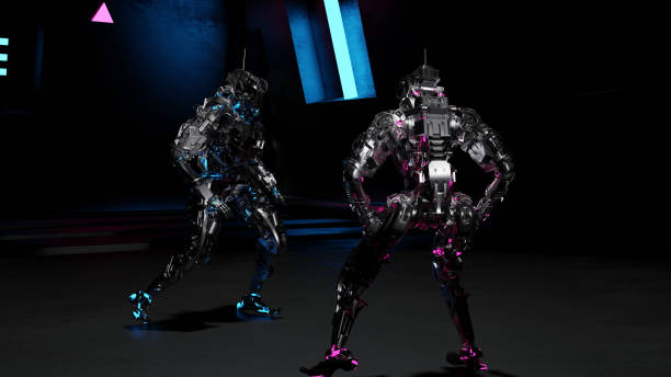 istock robots, androids dancing, salsa, rumba, on a black background, background for dance music 1635480979