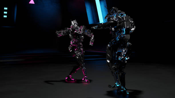 istock robots, androids dancing, salsa, rumba, on a black background, background for dance music 1635480983