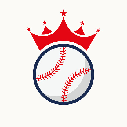 Baseball Logo Design Concept With Crown Icon. Baseball Winner Symbol