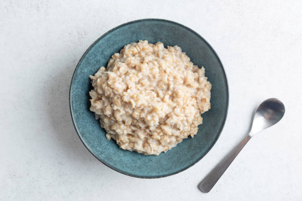 istock Cooked oatmeal porridge, irish oats 1635491146
