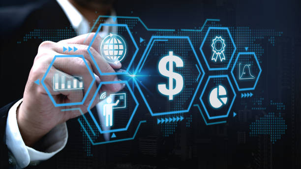 istock Businessman hand working with virtual innovation Operations Management involving business process 1635495873