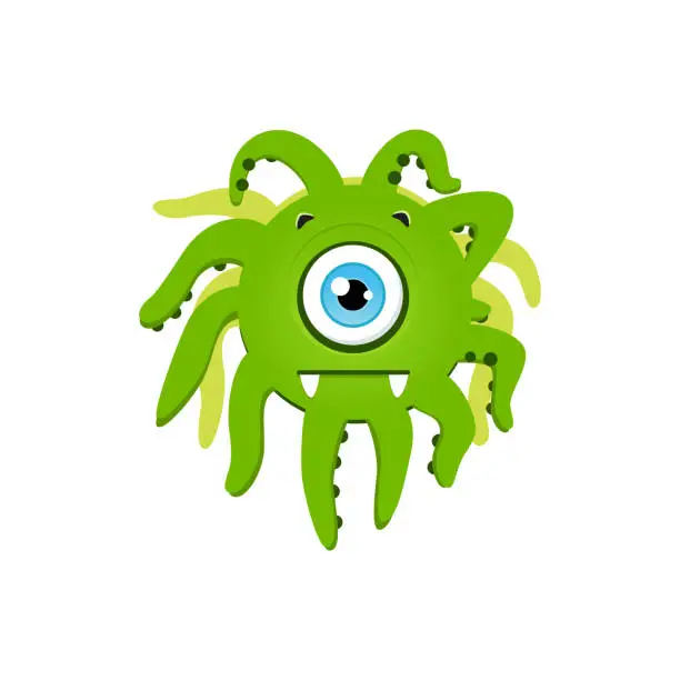Vector illustration of Funny green monster