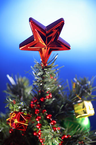 Decorated shiny Christmas tree