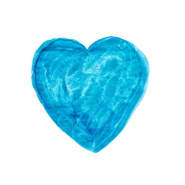 drawing watercolor blue heart isolated on white background drawing watercolor blue heart isolated on white background mosman stock illustrations