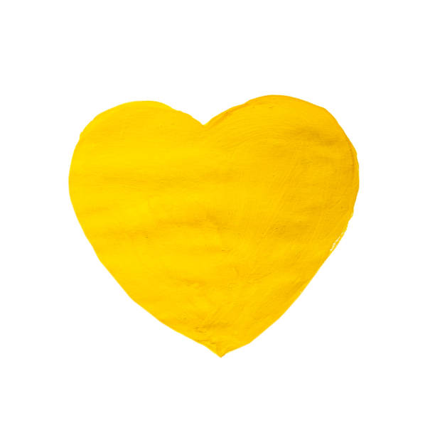 drawing watercolor yellow heart isolated on white background drawing watercolor yellow heart isolated on white background mosman stock illustrations