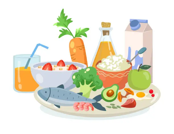 Vector illustration of Healthy meal for breakfast or dinner vector illustration