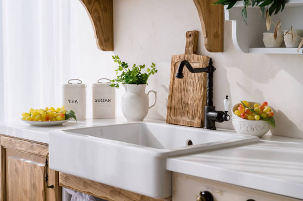 istock ceramic sink and water tap in retro style at kitchen 1635578154