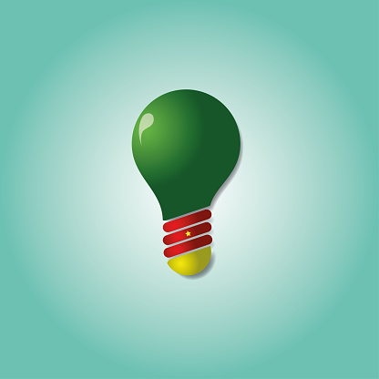 light bulb icon, shape of a bulb, with the colors of Cameroon