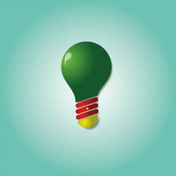 Vector illustration of light bulb icon, shape of a bulb, with the colors of Cameroon
