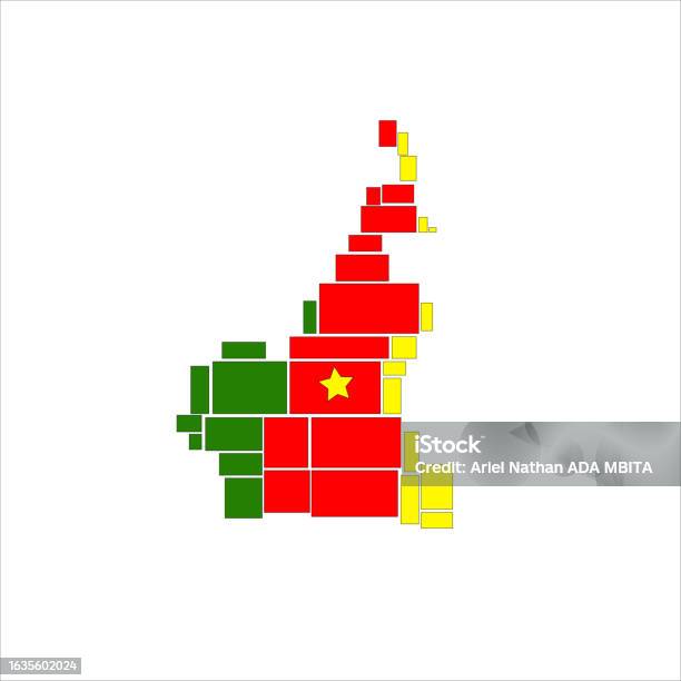Cameroon Shape Cameroon Map With Rectangles And Squares In Cameroon Colors Stock ...
