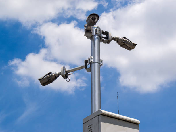 istock CCTV cameras on metal pole in public place 1635629467