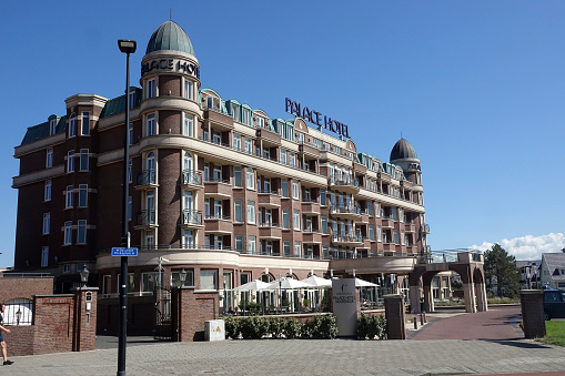 Netherlands. Noordwijk. August 23, 2023. Famous hotel in beach village Noordwijk of the province Zuid-Holland