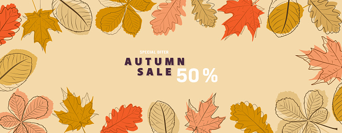 Autumn promotional sale design for advertising, banners, leaflets and flyers.