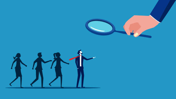 istock Stand out from the crowd. business people recruiting human resources with a magnifying glass 1635748406