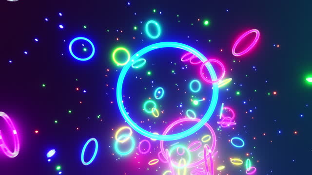 Circular object with lot of bubbles in the middle of it. Looped animation