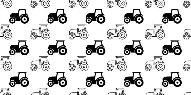 Vector illustration of tractor seamless pattern