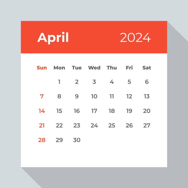 ilustrações de stock, clip art, desenhos animados e ícones de april 2024 - calendar leaf. vector illustration - f04
