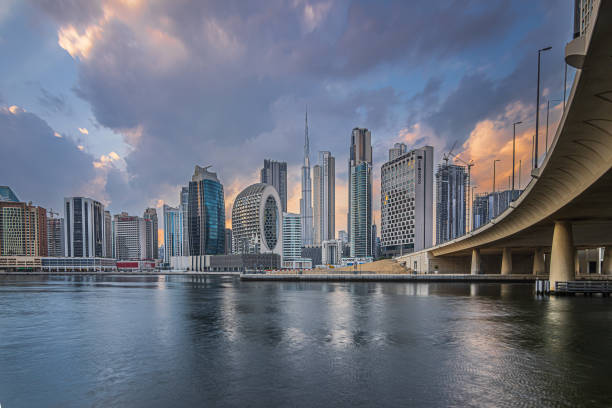 istock Evening mood with clouds over skyscrapers in Dubai 1635776330