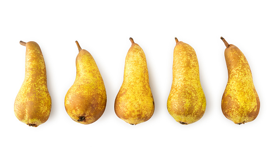 Ripe yellow pears isolated on white