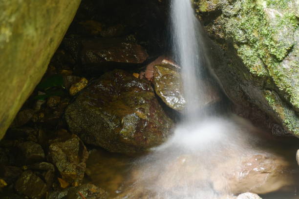 istock water falling on river pass rock and stone at Pha Gnam Gnon waterfall 1635816489
