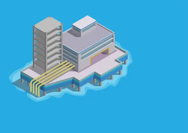 Vector illustration of isometric gas industrial building