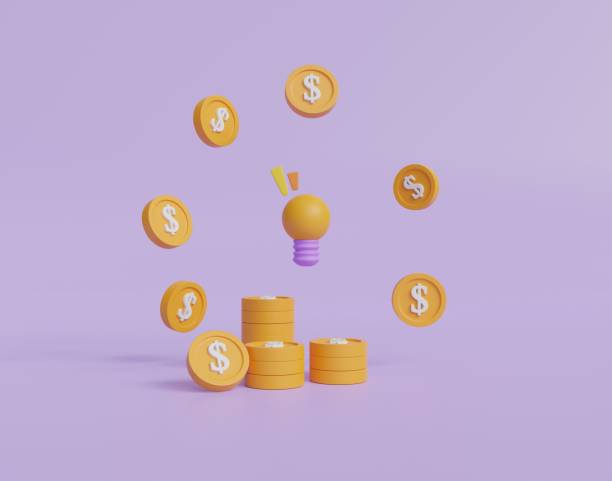 istock 3D ideas light bulb and stack money-coin money saving concept on purple background. 3D icon render illustration 1635836896