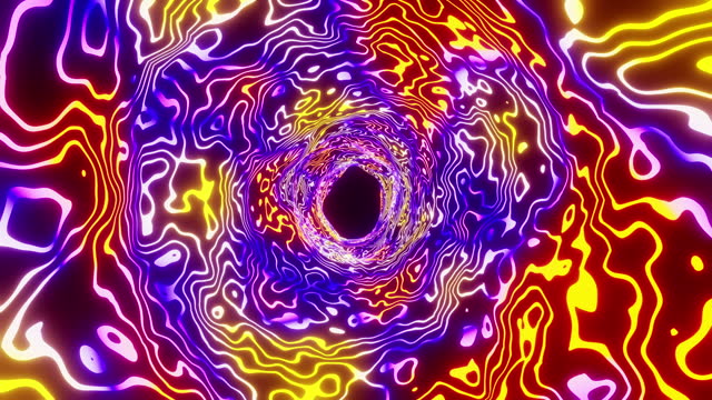 Abstract animation of black hole in the center of psychedelic pattern. Looped animation
