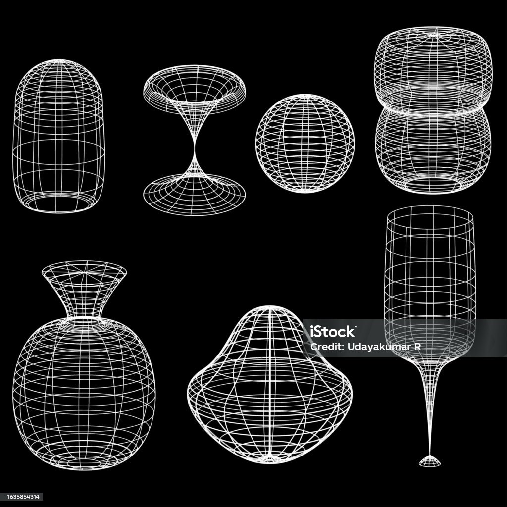3d Mesh Grid Net Wire Vector Lines Illustration 3d Wireframe Or ...