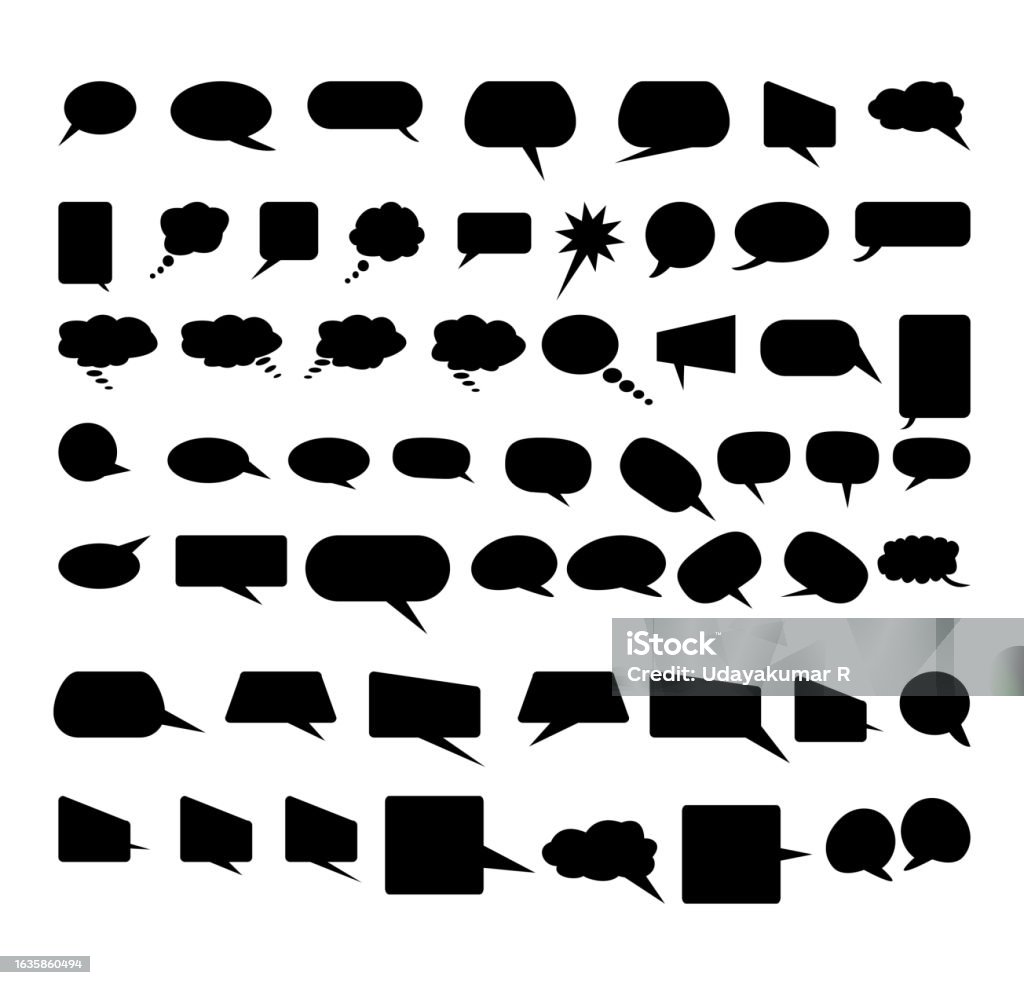 Dialogue Callouts Callout Symbols Black Filled Speech Bubble Set Comic Speech Doodle ...