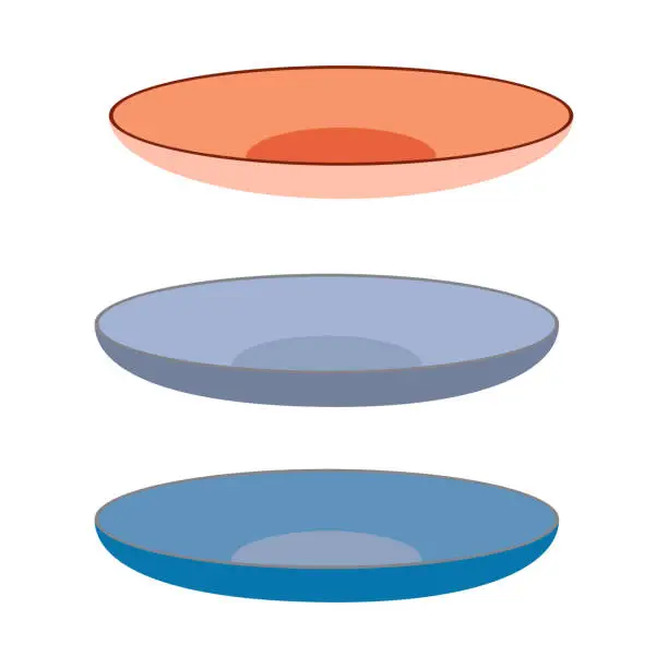 Vector illustration of vector plates three colors. vector illustration