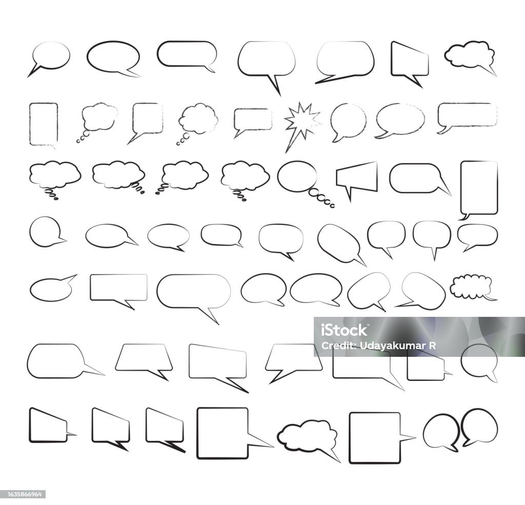 Dialogue Callouts Callout Symbols Black Outline Speech Bubble Set Comic Speech Doodle ...