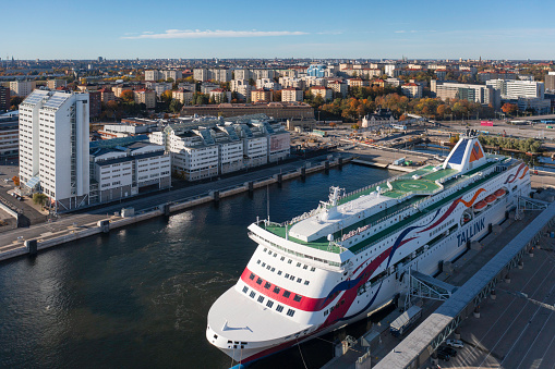 The Tallink passenger ship Baltic Queen in port in Värtahamnen, Stockholm.