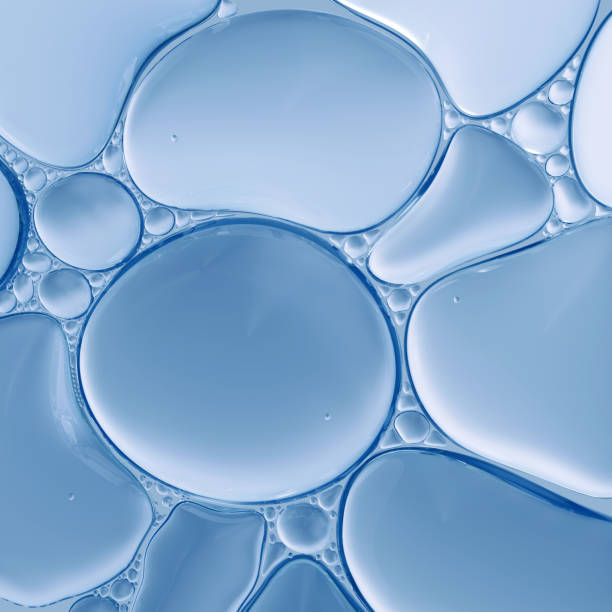 istock Liquid splash bubbles close up, water wave flow bubbles, essential oil bubbles in water minimal poster 1635913530