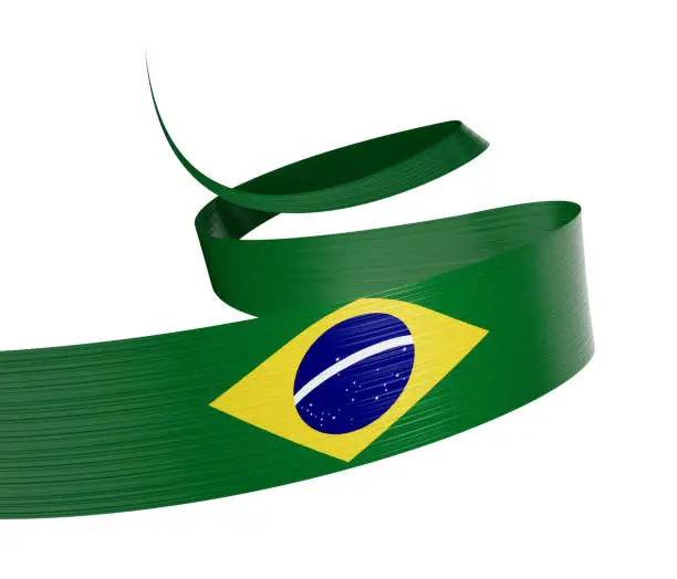 3d Flag Of Brazil 3d Waving Ribbon Flag Isolated On White Background 3d Illustration