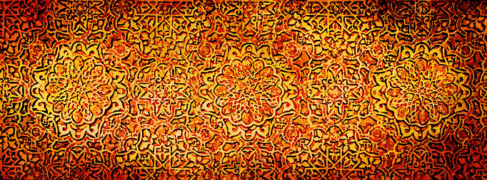 Creative illustration of arabic background. Beige arab geometric decoration - vintage retro design