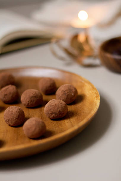 istock Chocolate truffles for dessert 1635948778
