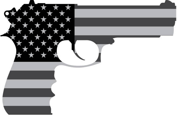 illustrations, cliparts, dessins animés et icônes de american pistolet - gun handgun silhouette outline