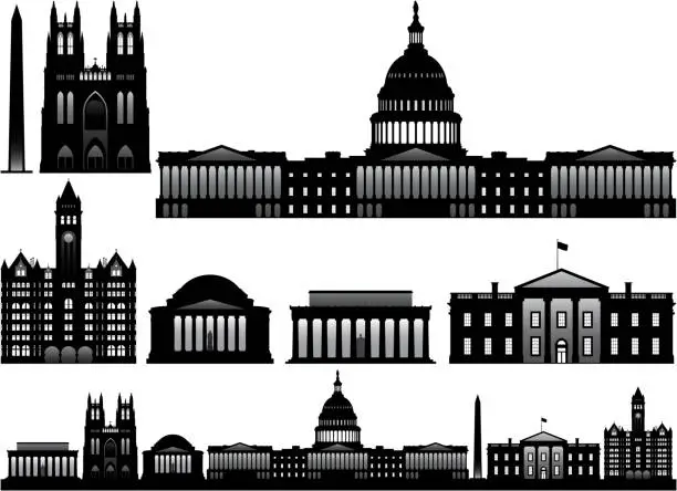 Vector illustration of Washington DC Skyline and Buildings