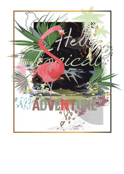 istock A flamingo decorated with spring and summer flowers. Floral design. 1635970139
