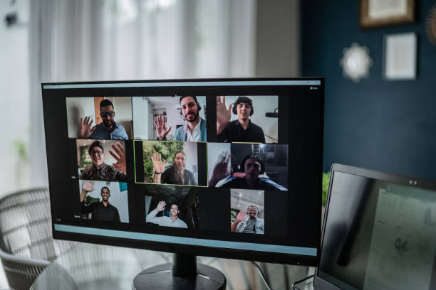 istock Computer monitor during a video call at home 1635970419