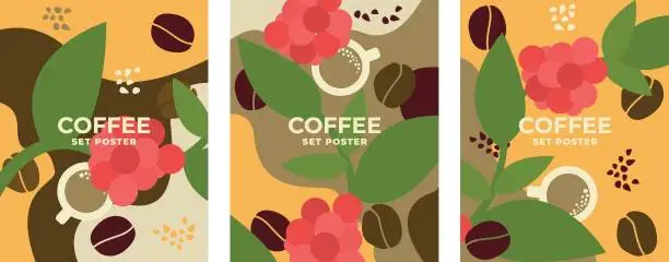 Vector illustration of Coffee design poster set.