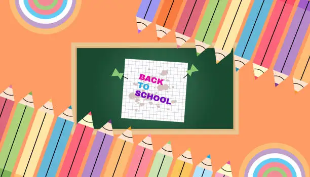 Vector illustration of Back to school template design  banner  School stuff, supplies bundle