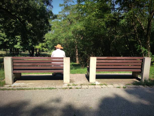Free Stock Photo of Man sitting alone on park bench from behind ...
