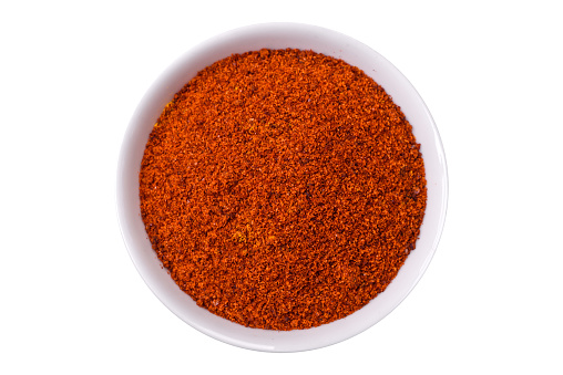 Ground paprika in a white dish